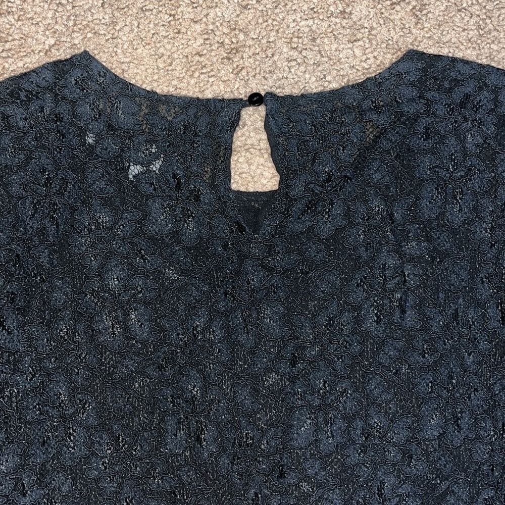 Diane Von Furstenberg Brielle Floral Lace Sheer Long Sleeve Blouse Black 12 - Picture 8 of 10
